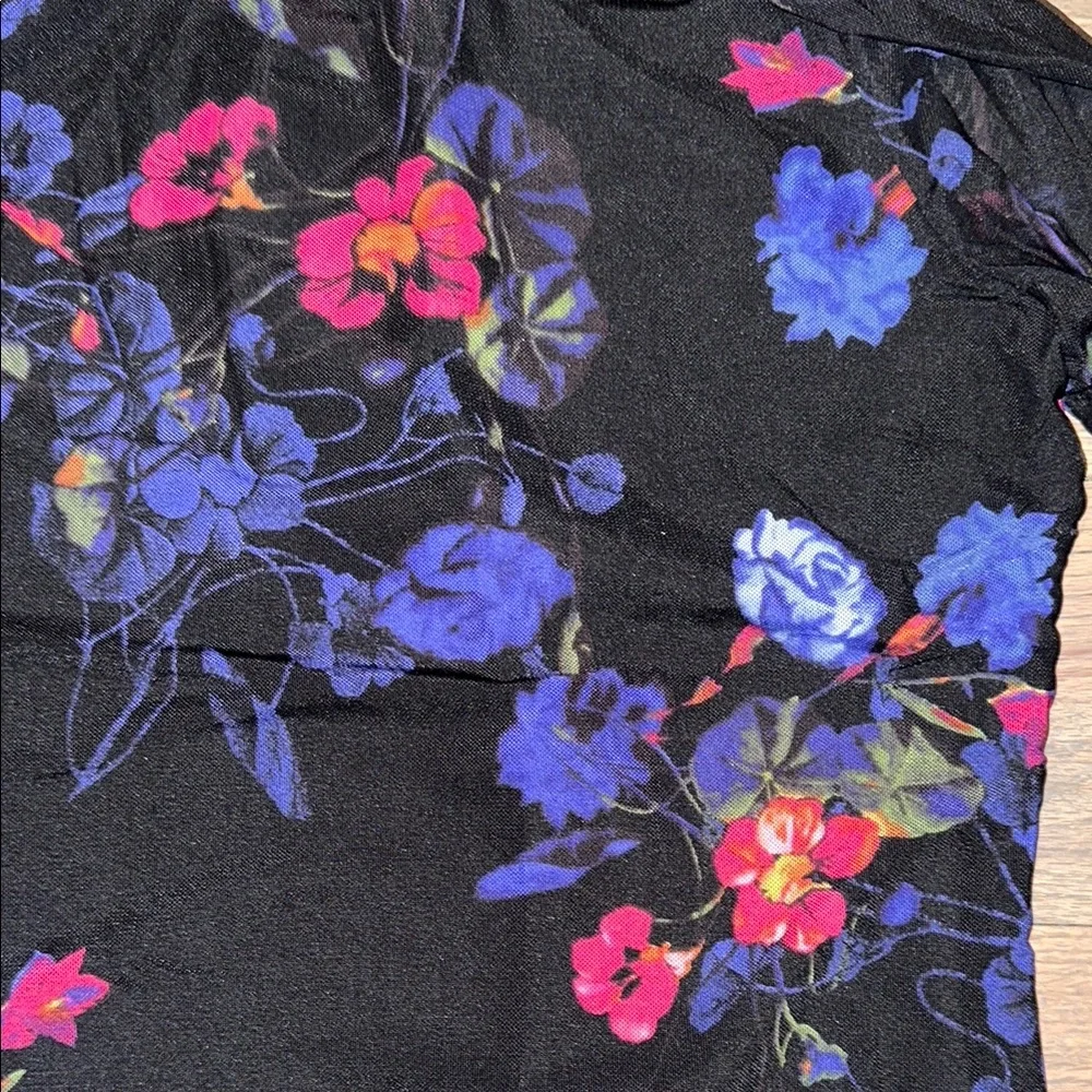INC International Concepts Black Floral Turtleneck - Picture 3 of 4